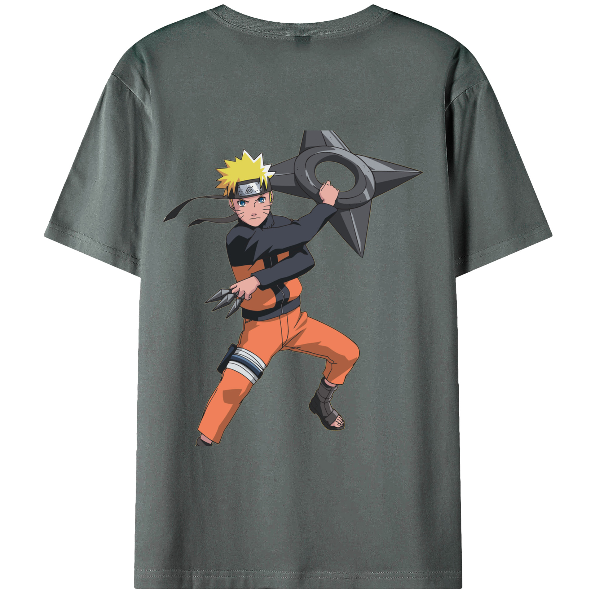 （画像用） NARUTO -ナルト- うずまき ナルト Uzumaki Naruto 綿100％ メンズ半袖Tシャツ（バックプリント） 通気性
